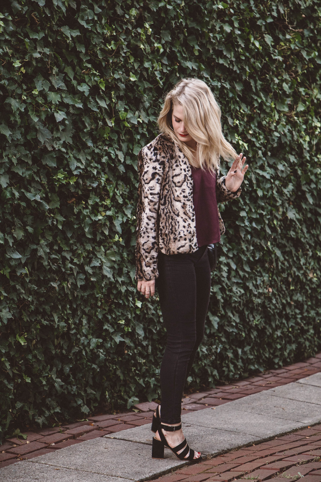 What to Wear for Thanksgiving | BB Dakota Leopard Jacket, Madewell Denim and LUSH Tank from Nordstrom